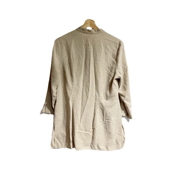 Caslon Women Medium Sand Beige Button Down Blouse Tunic - Picture 2 of 5